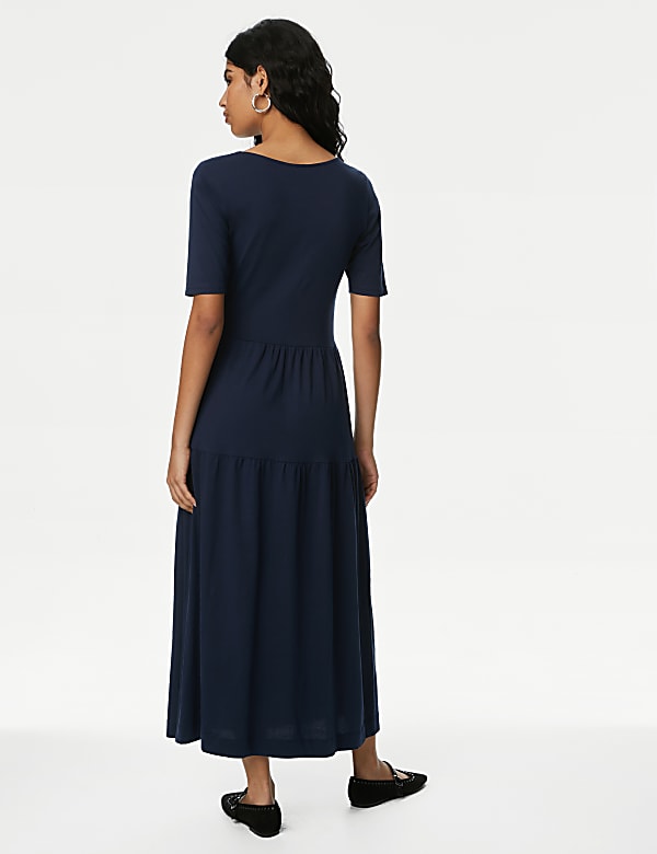 Jersey Midi Tiered Dress