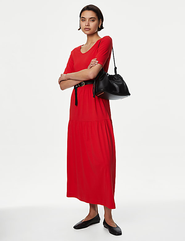 Jersey Midi Tiered Dress