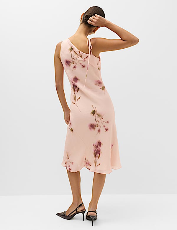 Floral Ruffle Strappy Asymmetric Cami Dress - HU