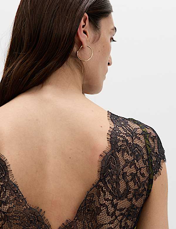 Satin Lace Mini Slip Dress - CH