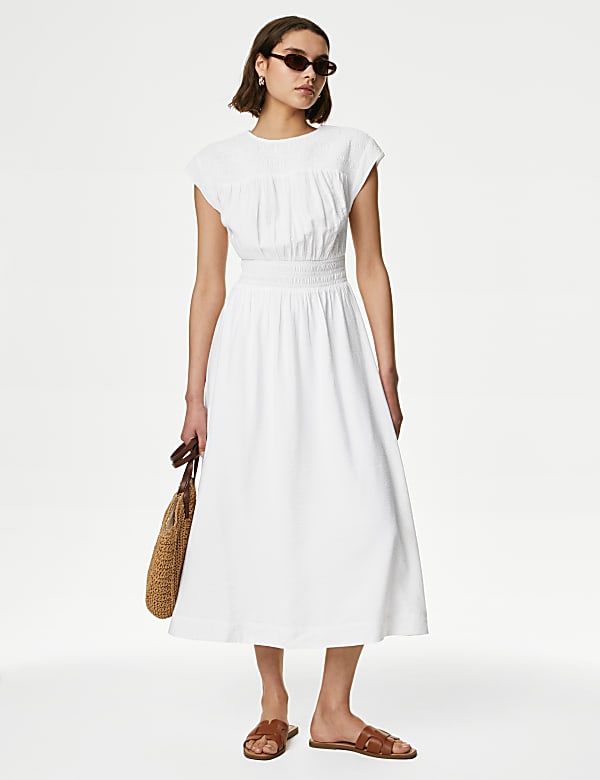 Ruched Midi Waisted Dress RICH AMBER Dresses M S MY