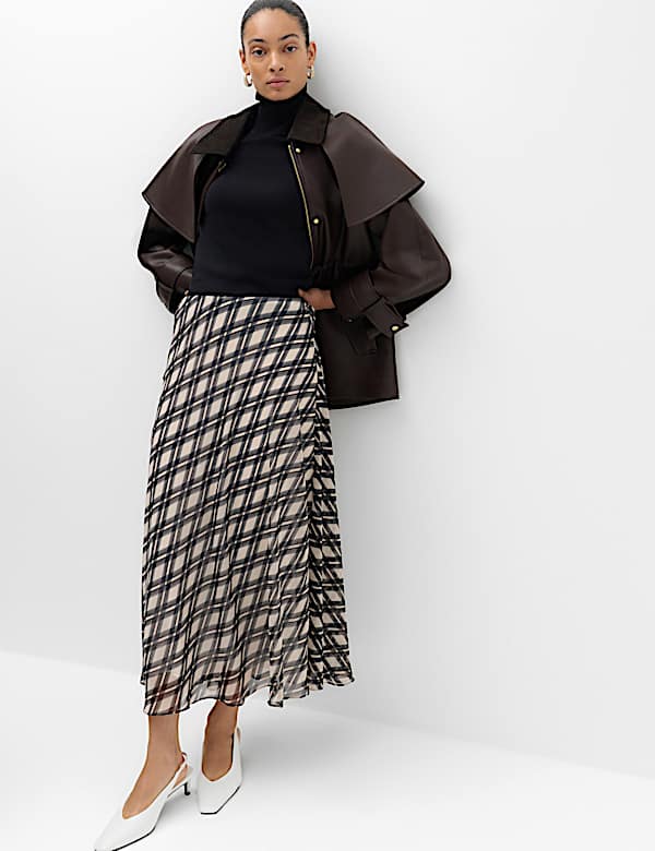 Checked Midi Circle Skirt - CY