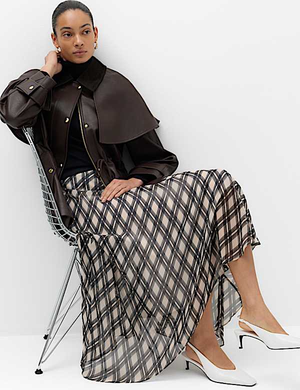 Checked Midi Circle Skirt - CY