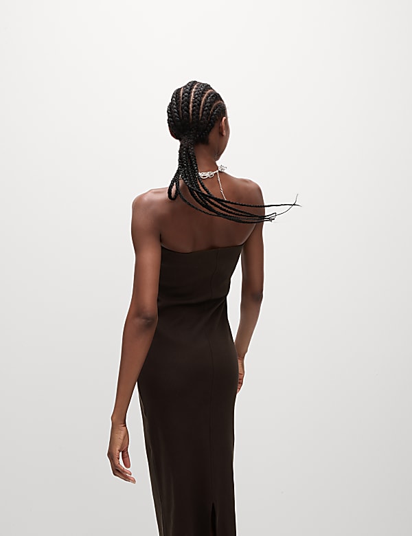 Cotton Rich Ribbed Bandeau Midi Dress - CA