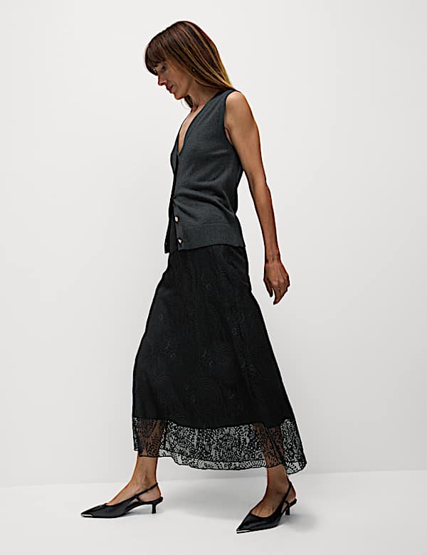 Lace Maxi Skirt with Cotton