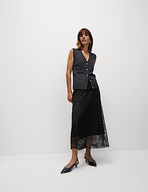 Lace Maxi Skirt with Cotton