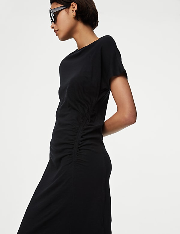 Jersey Ruched Midi Column Dress BLACK Dresses M S HK