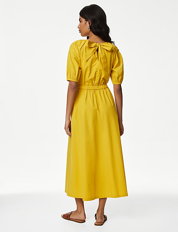 Buy Pure Cotton Round Neck Midi Waisted Dress at Marks Spencer