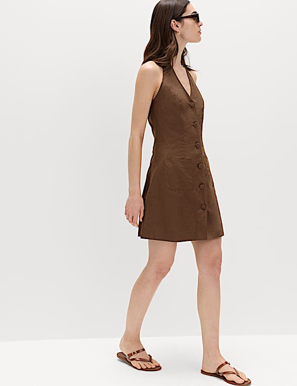 Mini-Westenkleid mit hohem Leinenanteil - DE