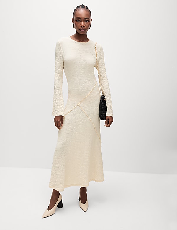 Jersey Textured Midaxi Relaxed Skater Dress