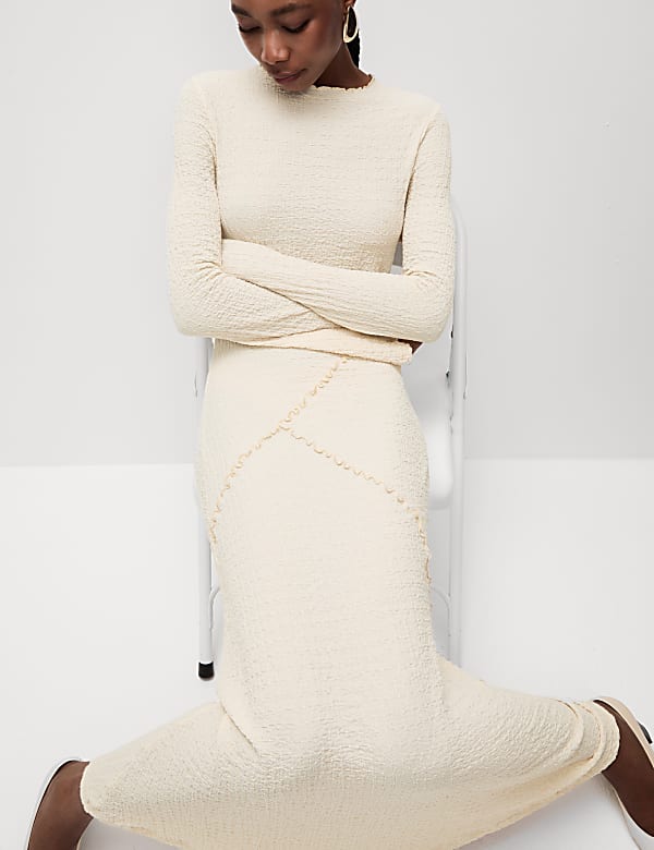 Jersey Textured Midaxi Relaxed Skater Dress