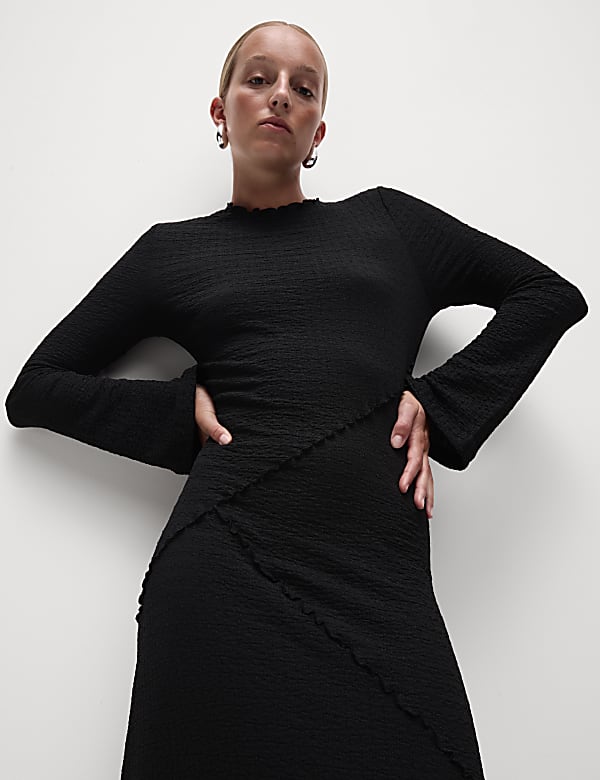 Jersey Textured Midaxi Relaxed Skater Dress