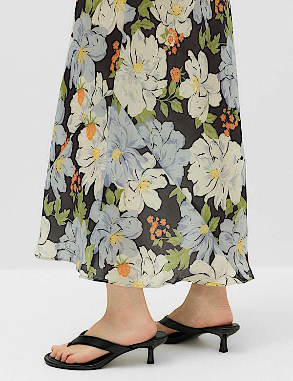 Satin Floral Midaxi Column Dress - JO