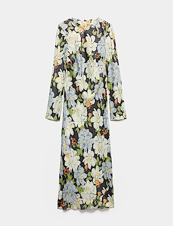 Satin Floral Midaxi Column Dress - JO