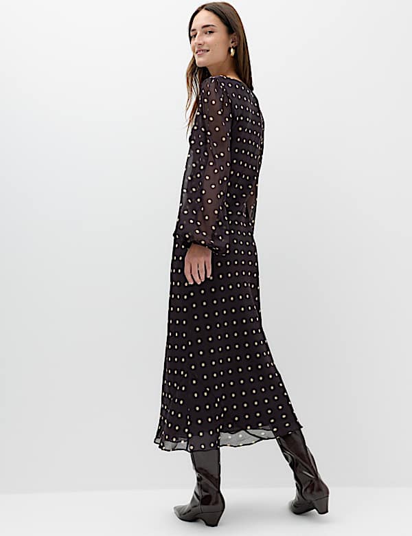 Chiffon Spot Print Midi Tea Dress - UA