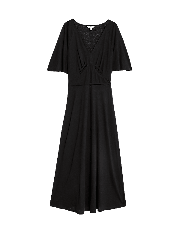 Linen Rich Midi Smock Dress