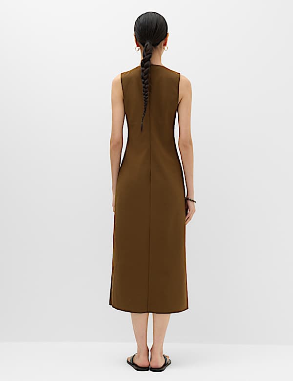 Gaun Kolom Midi Jersey Leher Bundar - ID
