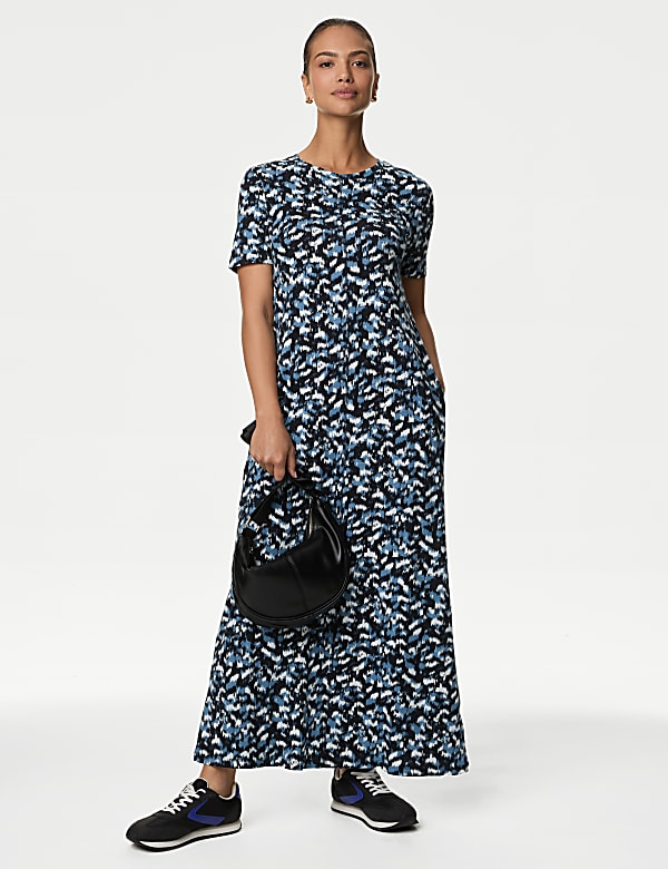 Pure Cotton Printed Midi T-Shirt Dress