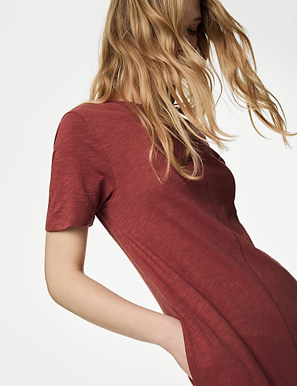 Jersey Round Neck Midi T Shirt Dress OXBLOOD Dresses M S BG