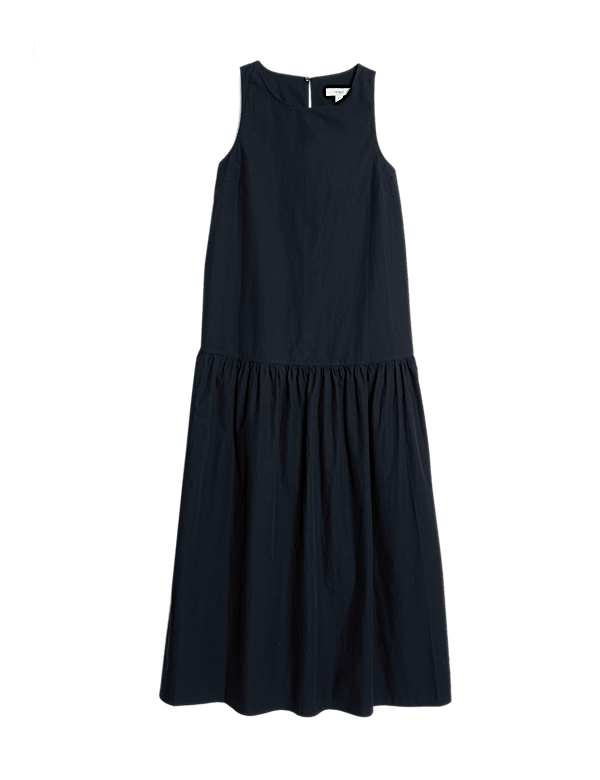 Pure Cotton Midaxi Drop Waist Tiered Dress