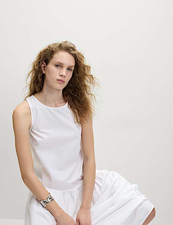 Pure Cotton Midaxi Drop Waist Tiered Dress - BG
