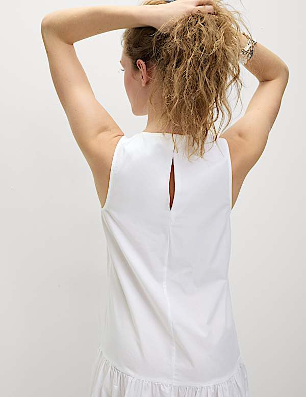 Pure Cotton Midaxi Drop Waist Tiered Dress - BG