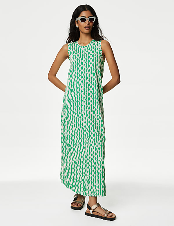 Pure Cotton Printed Midi T-Shirt Dress