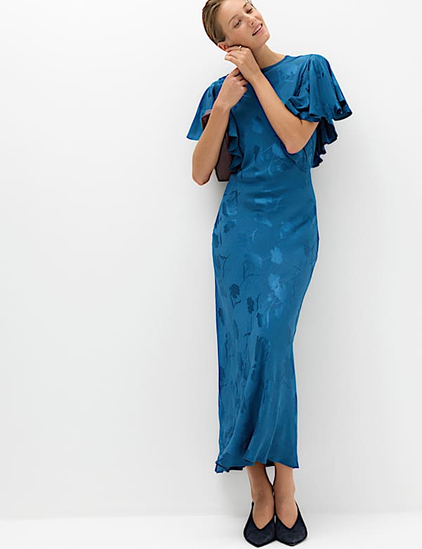 Satin Jacquard Midaxi Column Dress