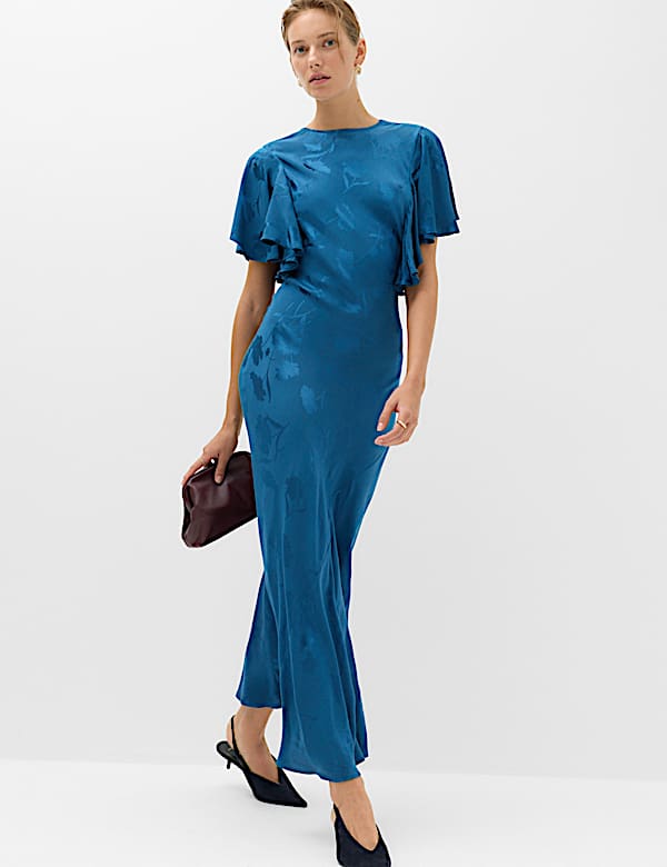 Satin Jacquard Midaxi Column Dress