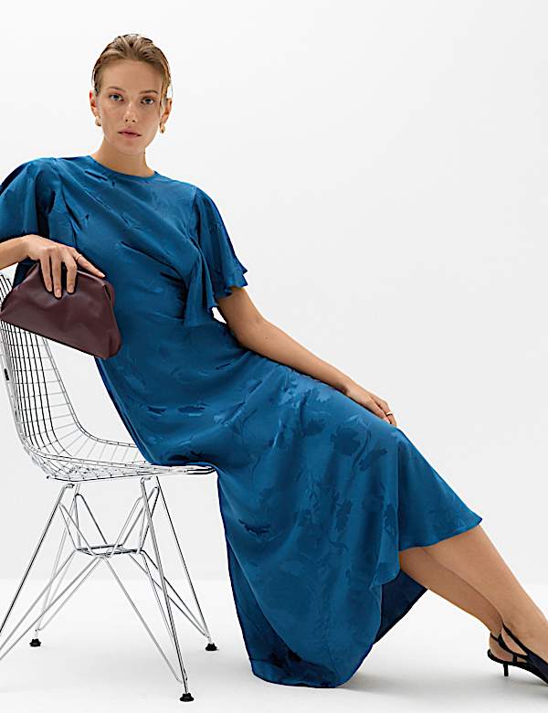 Satin Jacquard Midaxi Column Dress