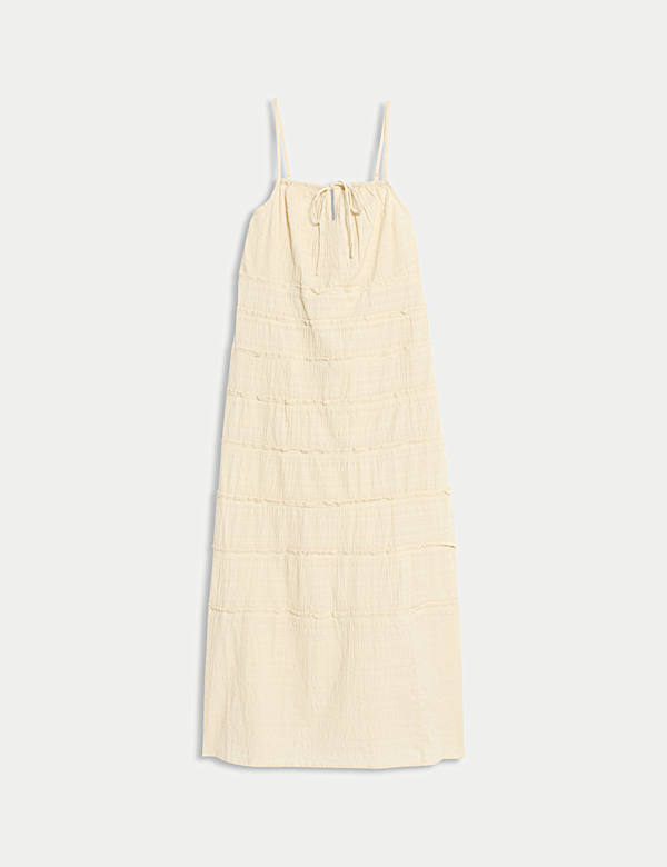 Cotton Rich Square Neck Midi Slip Dress - JE