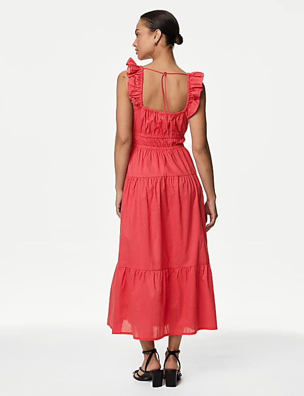 Pure Cotton Sweetheart Neckline Midi Dress