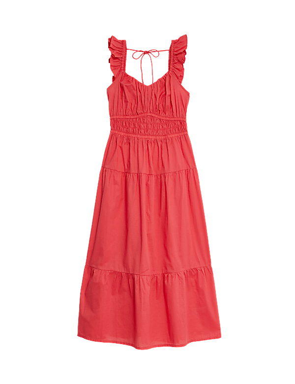 Pure Cotton Sweetheart Neckline Midi Dress