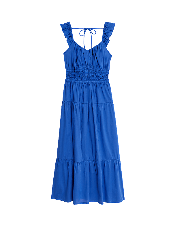 Pure Cotton Sweetheart Neckline Midi Dress