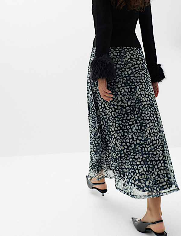 Animal Print Knotted Midi A Line Skirt - JO