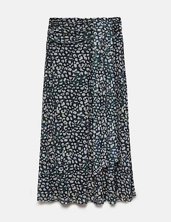 Animal Print Knotted Midi A Line Skirt - JO