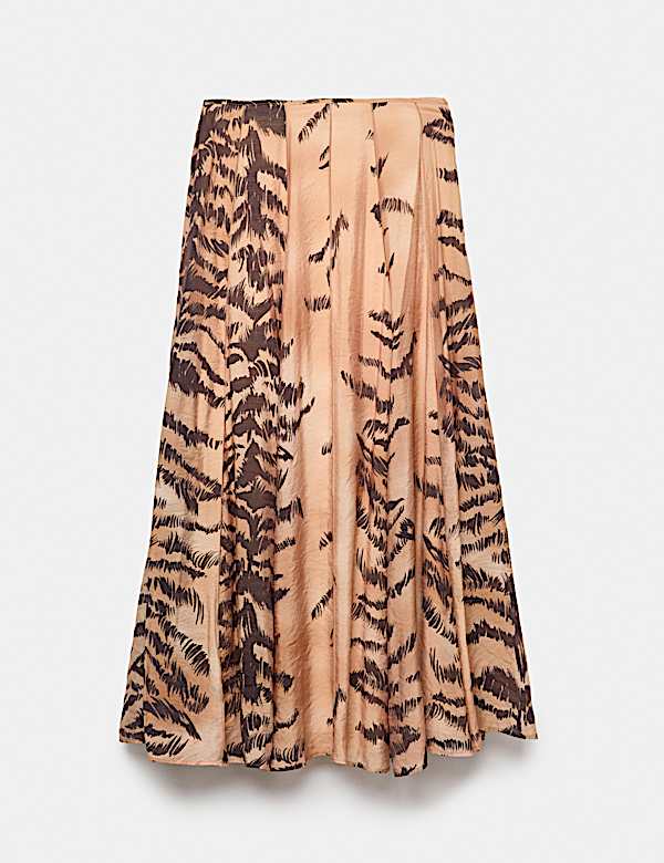 Animal Print Box Pleat Midi Circle Skirt - MV