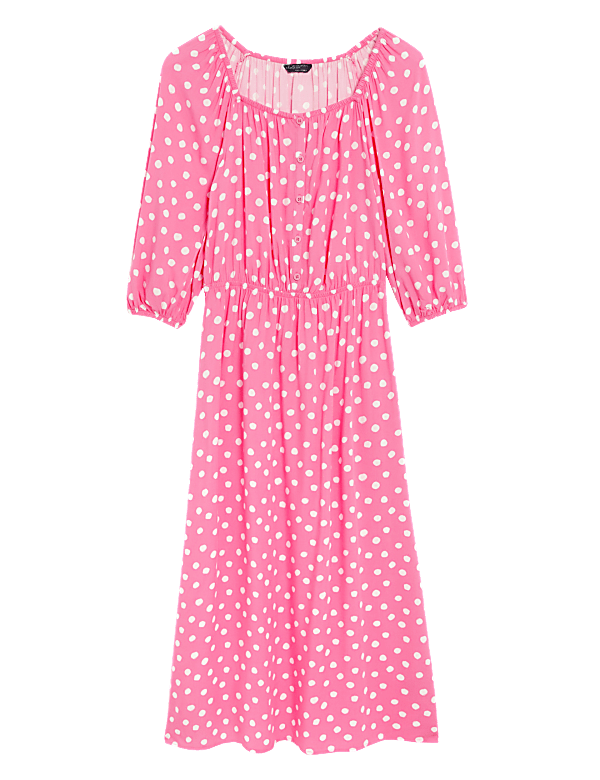 Printed Square Neck Midi Tea Dress