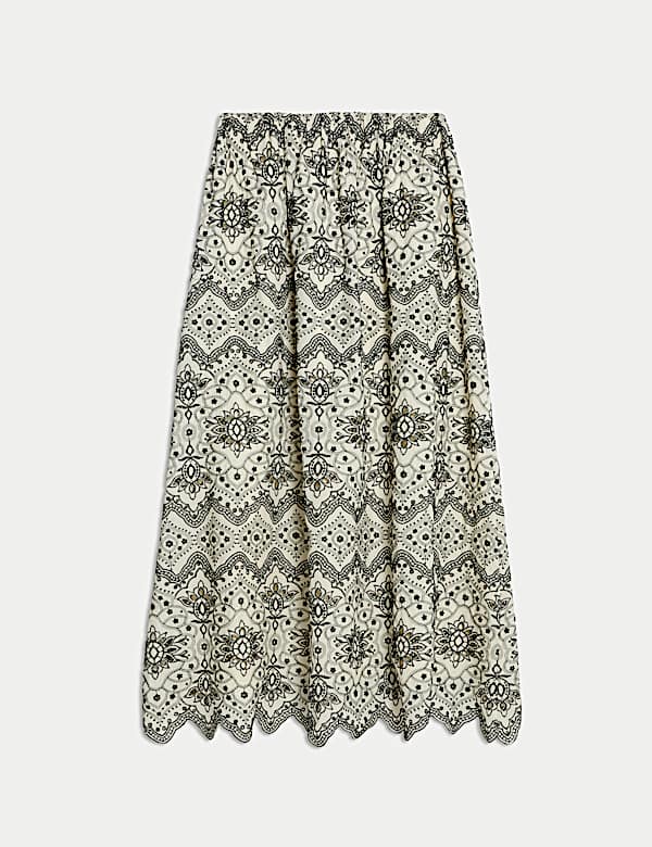 Pure Cotton Embroidered Maxi Circle Skirt - JE