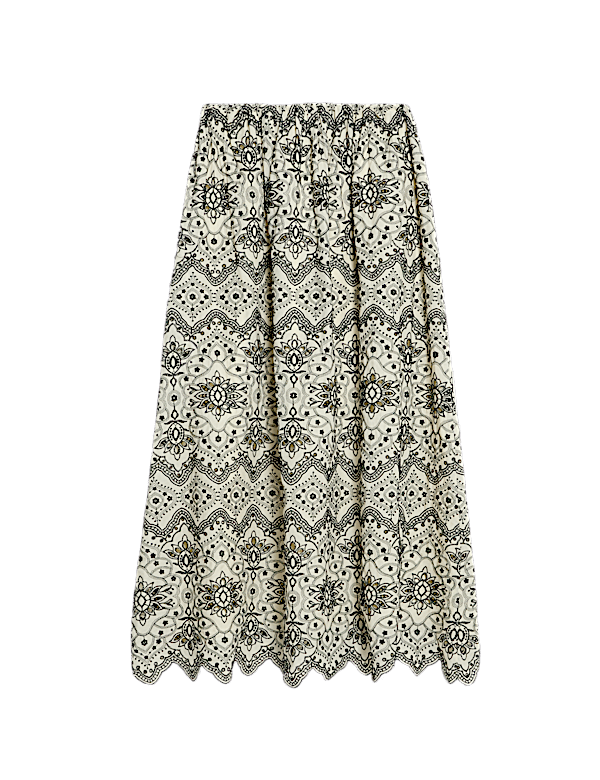 Pure Cotton Embroidered Maxi Circle Skirt
