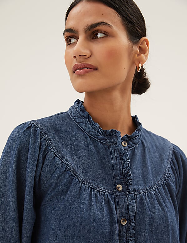 Denim Round Neck Mini Shift Dress