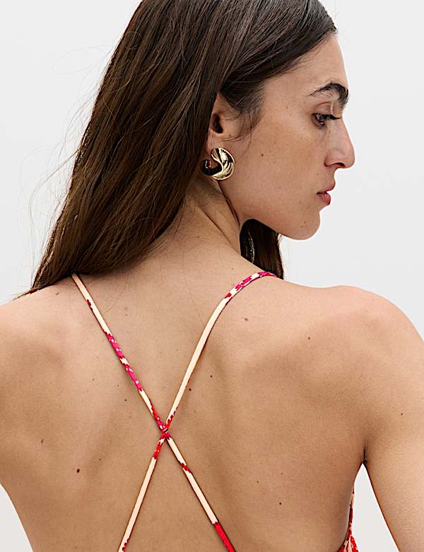 Leaf Print Strappy Midaxi Cami Dress - LU
