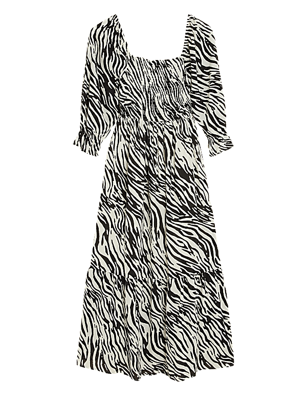 Pure Cotton Zebra Print Midaxi Dress