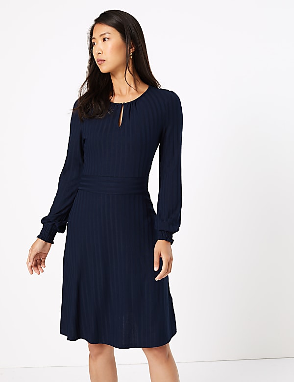 Buy Ribbed Fit Flare Dress at Marks Spencer