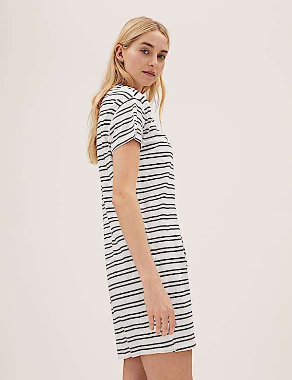 Pure Cotton Striped T-Shirt Dress - MX