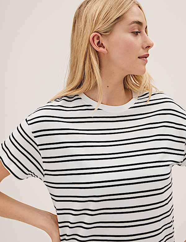 Pure Cotton Striped T-Shirt Dress - MX