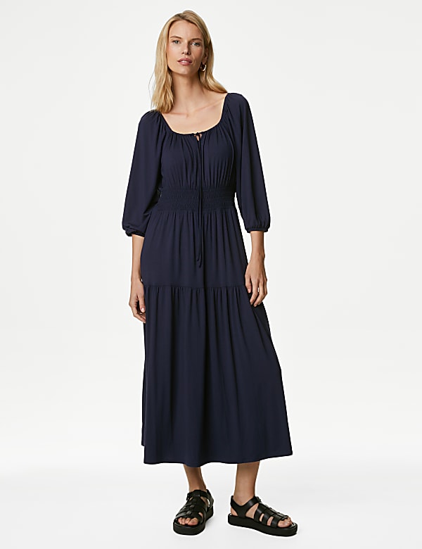 M&s navy midi dress shop