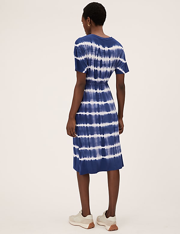 Jersey Tie Dye Midi Waisted Dress