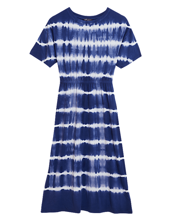 Jersey Tie Dye Midi Waisted Dress