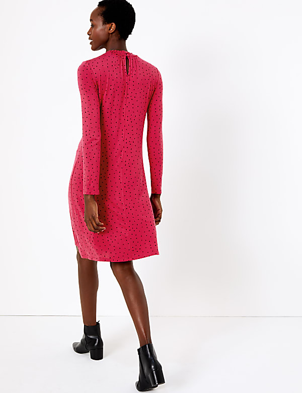 Polka Dot Jersey Swing Dress